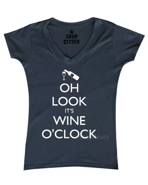 Oh Look It’s Wine O’Clock Women's V-Neck T-shirt Funny Wino Wine Lover Gift Tee