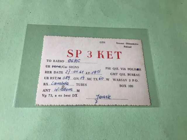 Vintage QSL Radio communication card Poland 1961 Ref 52967