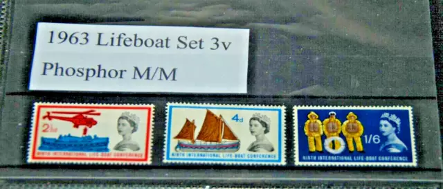 1963 Lifeboat PHOSPHOR set 3v M/M actual stamps photographed