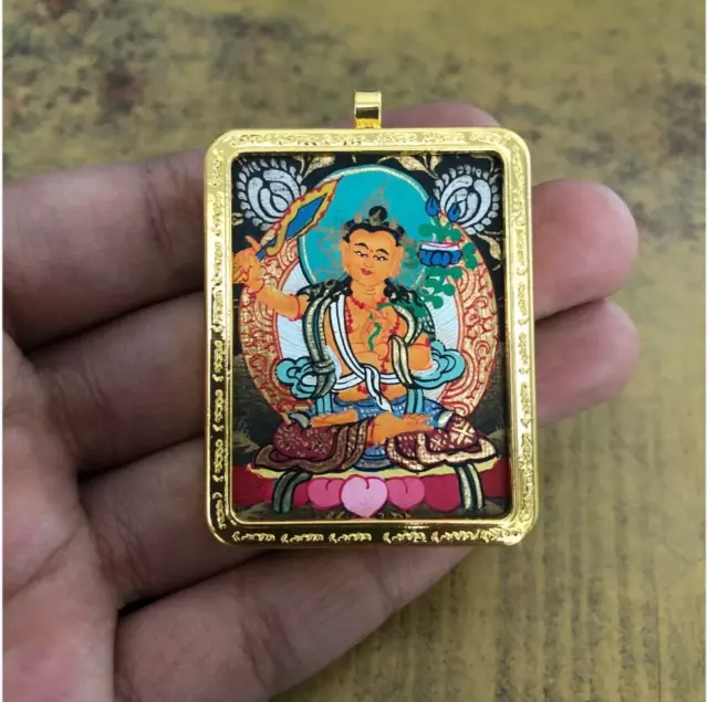 Manjushree Thangka Pendant, Amulet, Gau Box - Tibetan Art for Good Luck