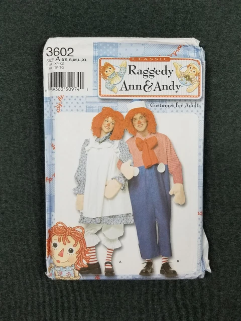 Simplicity Pattern #3602 ~ Raggedy Ann & Andy Costumes ~ Adult XS-XL ~ FF/UC