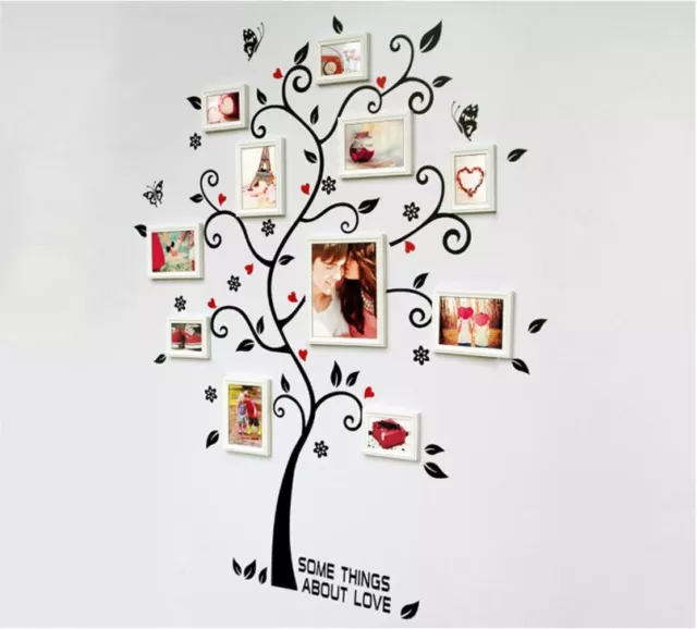 Black Family Photo Frame Tree Butterflie Wall Sticker Decal Vinyl Art Home Decor