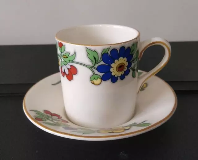 Vintage Art Deco Crown Ducal Ware Miniature Floral Demitasse Cup & Saucer