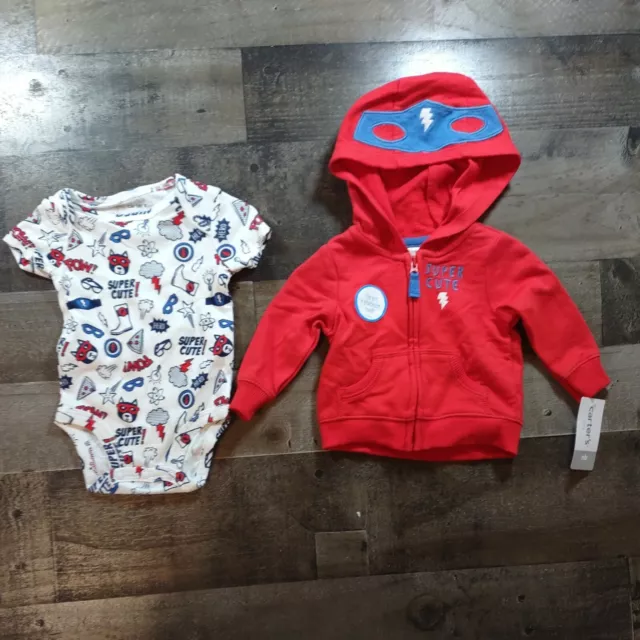 Carters Infant Boys Super Hero Baby Outfit Character Hood Bodysuit Set Newborn