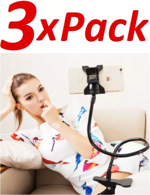 3x Flexible Clip Mobile Cell Phone Holder Lazy Bed Desktop Bracket Mount Stand