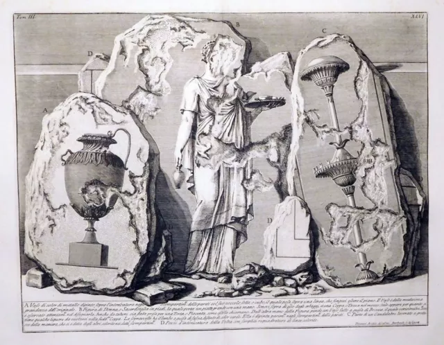 Radierung, Cestius-Pyramide in Rom, G.B. Piranesi, 1756, WE 461 Le Ant. Romane,