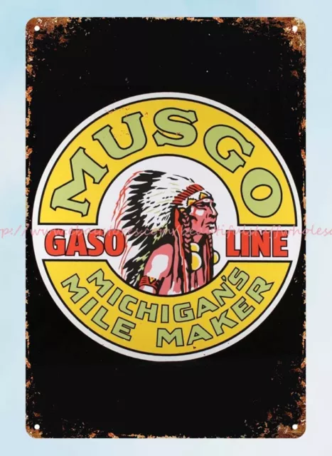 Musgo Gasoline Michigan's Mile Maker metal tin sign home wall decor ideas