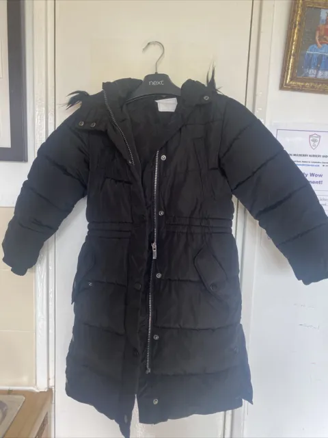 Next Girls Jacket coat School Super Warm  size 5 years old.  Hooded And Long.