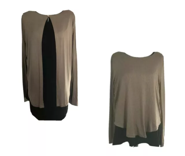 Two In One Knit Top Reversible Brown Black Work Ready Size XL New