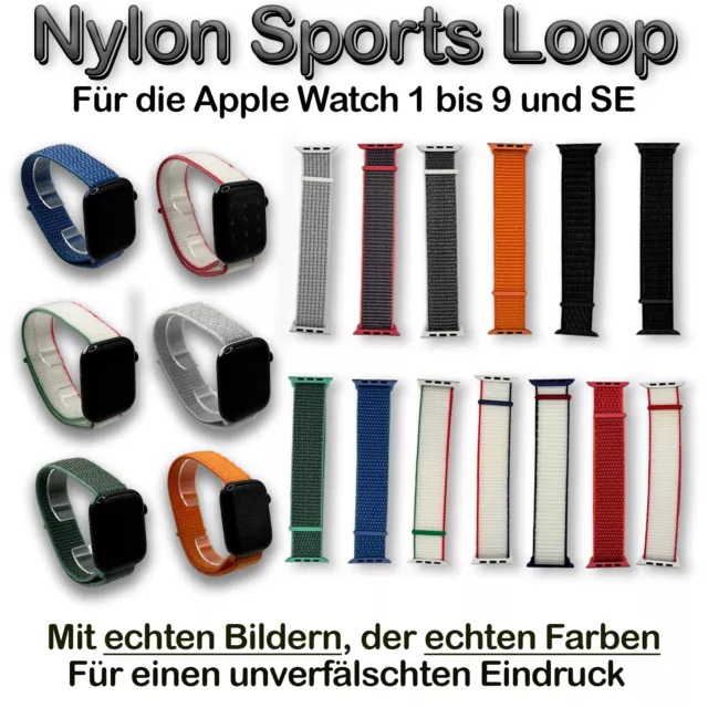 Nylon Sport Loop Armband für Apple Watch 9 8 7 6 5 4 3 2 SE Klettverschluss