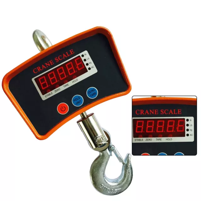 500KG Digital Hanging Scale Crane Scale Heavy Duty Industrial LCD Display 1100LB