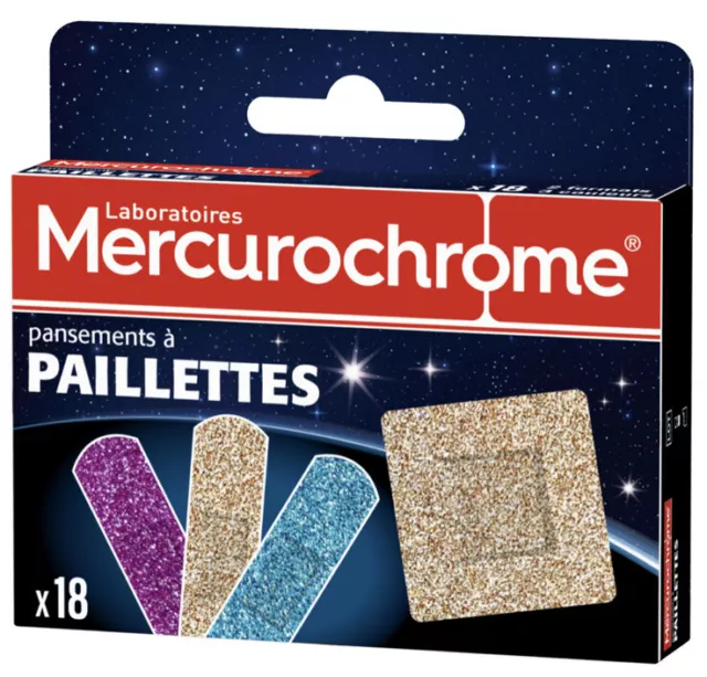 Lot de 2 boîtes de Mercurochrome pansements enfant paillettes