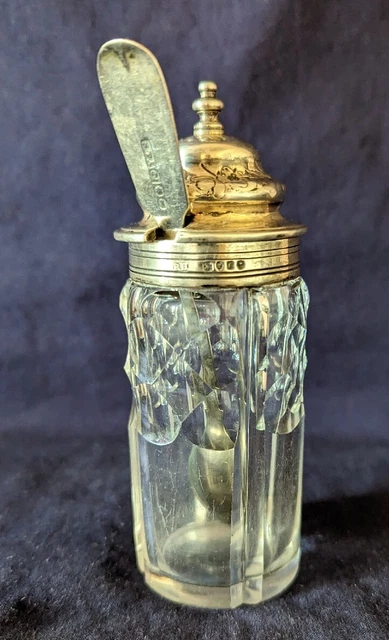 Victorian Solid Silver Mounted Cut Glass Mustard Pot by Robert Hennell ©1868