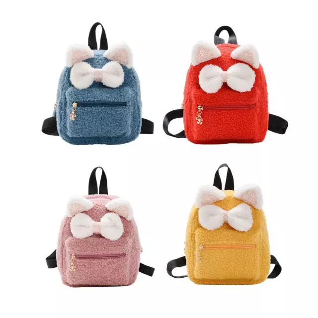 fr Toddler Kids Children Plush Backpack Cute Ears Bow Baby Girl School Shoulder