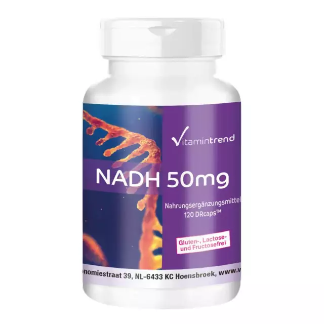 NADH 50 mg - 120 Kapseln, magensaftresistent, hochdosiert VEGAN | Vitamintrend