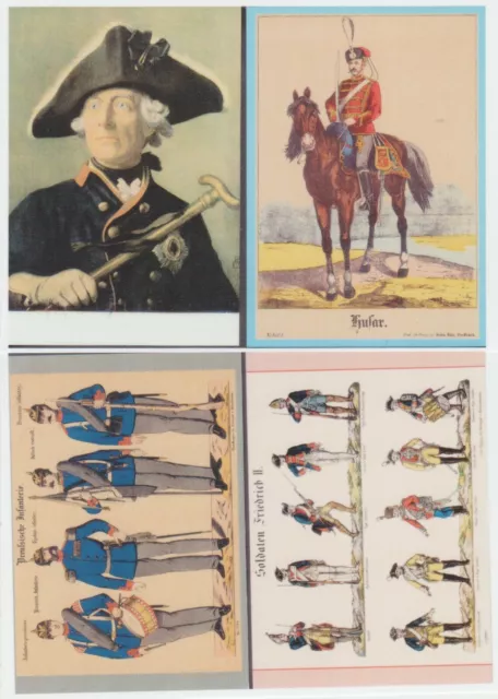 44 Postkarten Preußische Infanterie ; Soldaten; Friedrich und Husar