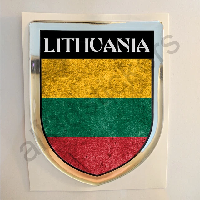 Lituania Adesivi Scudetto 3D Bandiera Sporco Resinato Adesivo Vinile Resinati