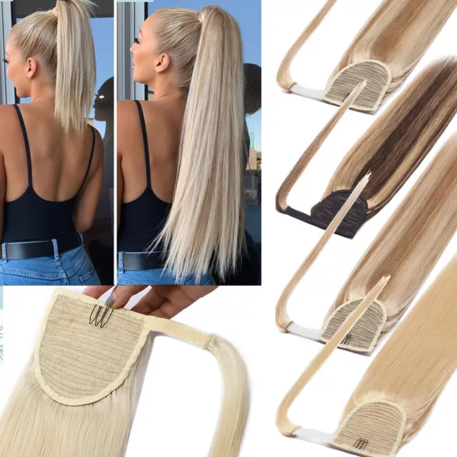 Pferdeschwanz Russisch Echthaar Clip in Remy Human Hair Zopf Ponytail Extensions