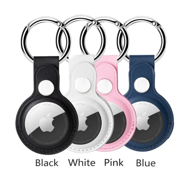 4 PCS Fit AirTag Leather Holder Case Cover Tracker Keychain Sleeve Shell
