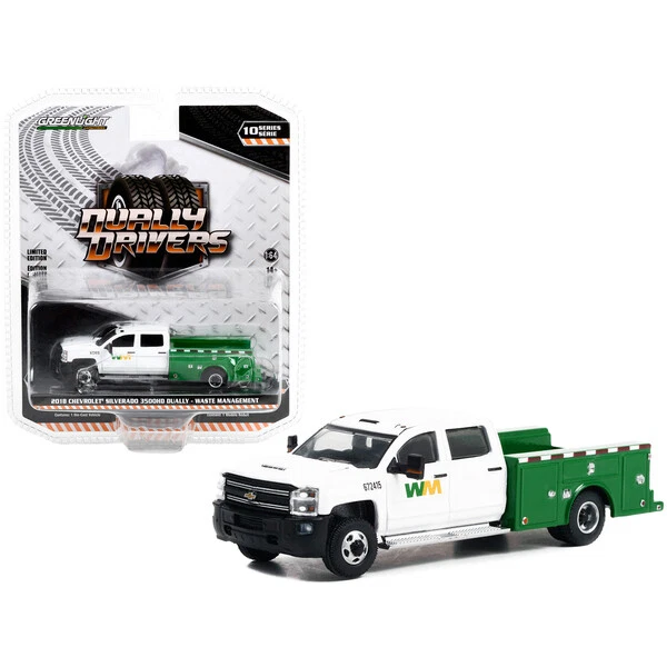 2018 Chevrolet Silverado 3500HD Dually Service Truck White and Green "Waste M...