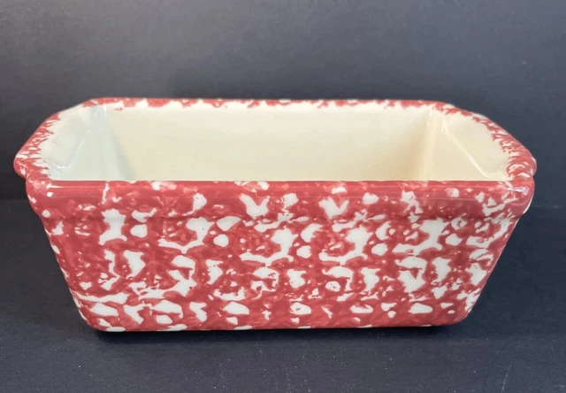Workshops of Gerald E Henn Cranberry/Pink/Red Spongeware Mini Loaf Pan 3