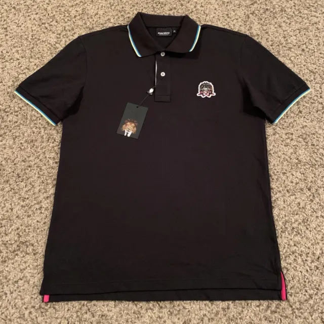 Maceoo Mens Polo Shirt Black Size L Large (4) Pique Short Sleeve Mozart Two Tip