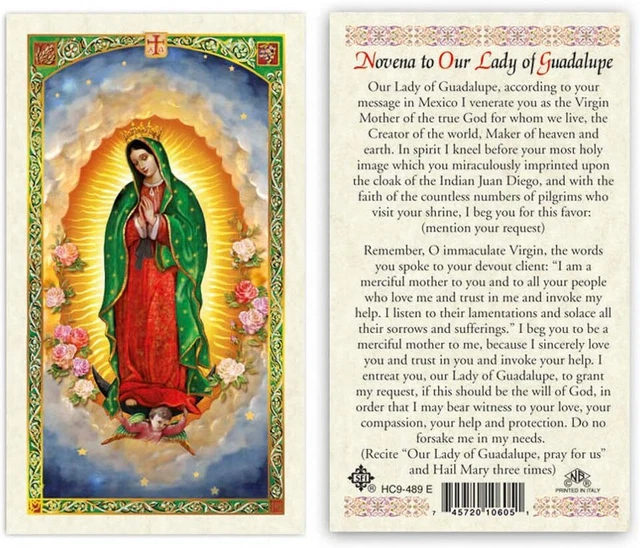 NOVENA TO OUR Lady of Guadalupe Laminated Prayer Cards Pack of 25 £26