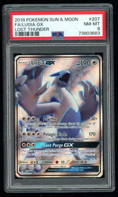 Pokémonkarte PSA 8 Lugia GX Full Art Lost Thunder 207/214 selten 2018 Sonne & Mond