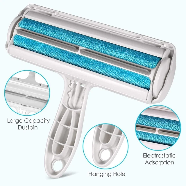 Pet Hair Roller Remover Lint Brush 2-Way Dog Cat Comb Tool Convenient Cleaning D