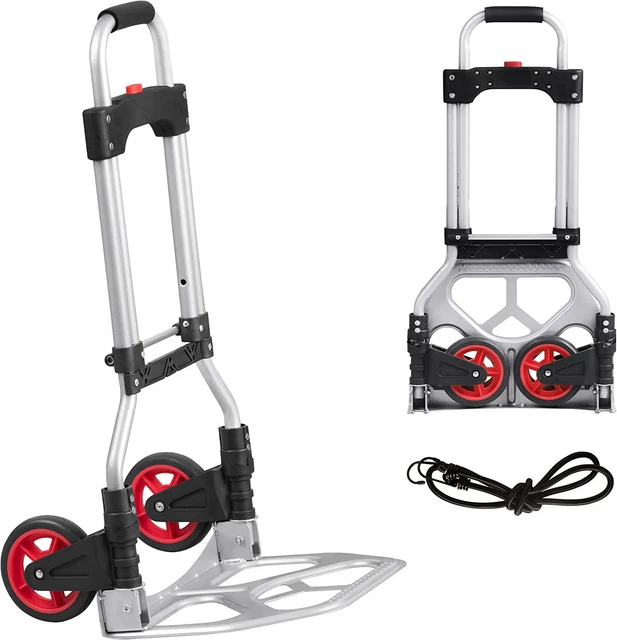 Steel Folding Hand Truck 180lb Capacity w/Telescoping Handle and 2 Wheels