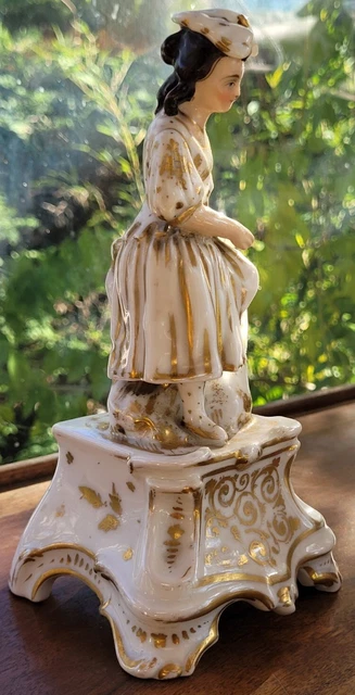 Magnifique encrier XIX de forme porcelaine de Paris signé