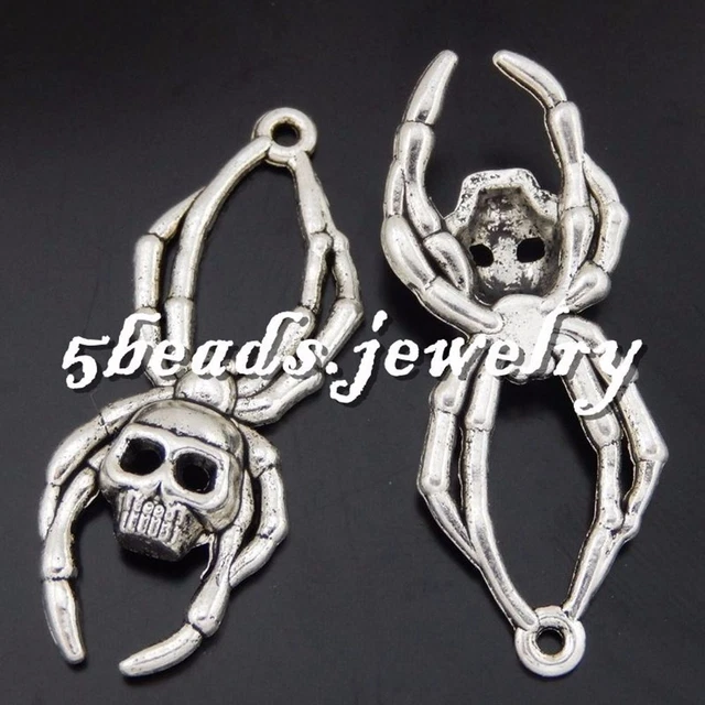 10 Stück Retro Silber Legierung Schädel Spinnen Form Charme Anhänger Kunst 50568 2
