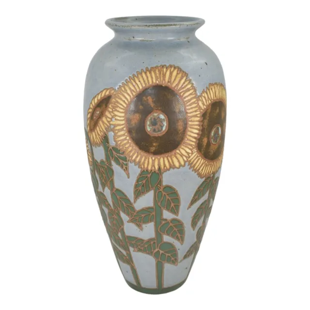 Common Ground Eric Olson 2005 Hand Made Studio Pottery Sunflower Ceramic Vase