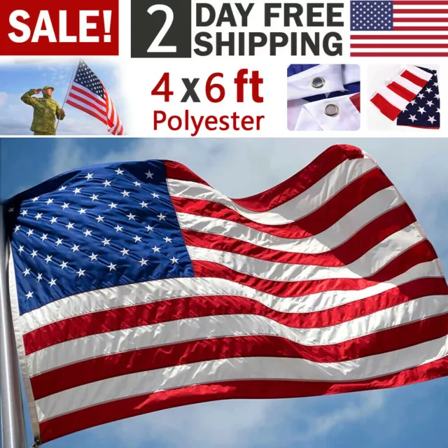 4x6 Ft American Flag USA Stars Stripes US with Grommets United States of America