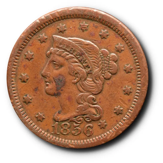 1856 Braided Hair Large Cent 1C XF Details