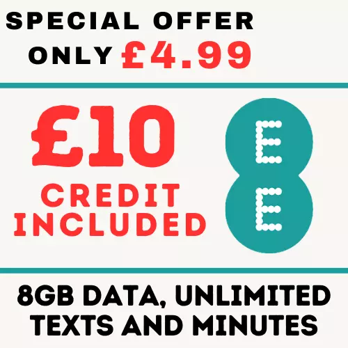 EE / ee Trio Pay As You Go PAYG SIM Card Loaded With £10 / Ten Pounds Credit UK