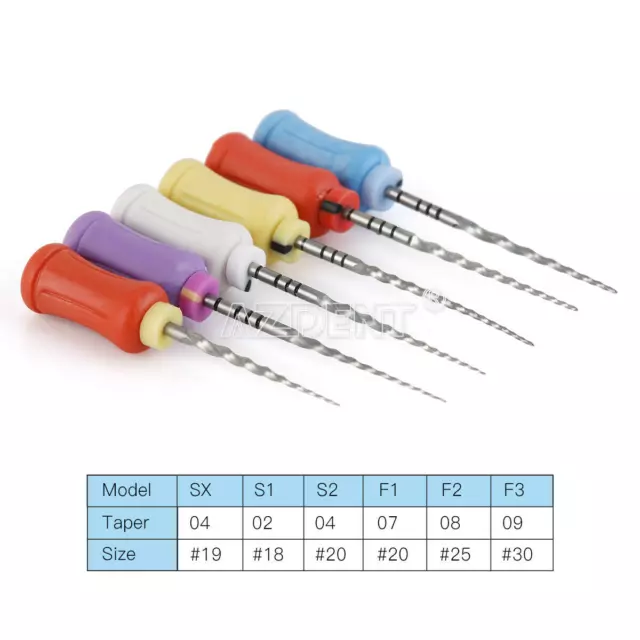 6Pcs AZDENT Limas de uso manual NiTi súper rotativas de endodoncia dental SX-F3