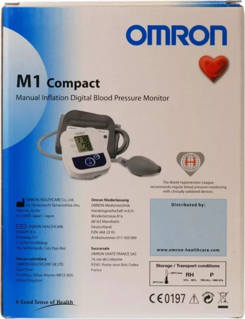 Omron M1 Compact Upper-Arm Semi-Automatic Blood Pressure Bpm Monitor + Batteries