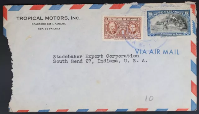 MayfairStamps Panama Tropical Motors to South Bend IN Cover aaj_57795