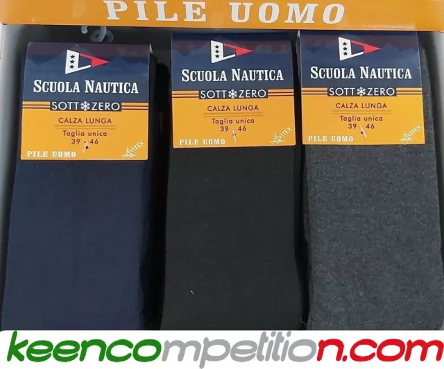 SCUOLA NAUTICA 3 PAIA di CALZE IN PILE UOMO LUNGHE INVERNALI TG 39/46 assortiti