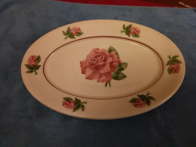 Vintage Syracuse China Montrose Rose Oval Platter Plate Great Northern Ry