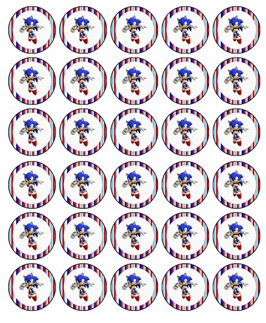 SONIC THE HEDGEHOG Cupcake Toppers Edible Wafer Paper Cake Decorations 30 #3