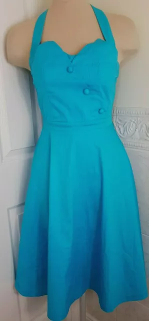 *REDUCED!  LINDY BOP  NWT Myrtle Halterneck Sun Dress - Turquoise - UK 10
