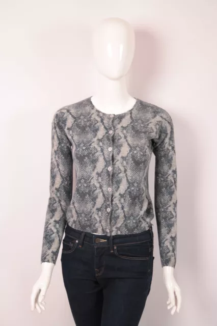 Zadig & Voltaire Deluxe Ninon Print Cardigan Distressed Edges 100% Cashmere S