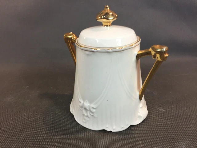 MOUTARDIER ANCIEN BLANC EN PORCELAINE DE LIMOGES JEAN POUYAT 19ème EUR