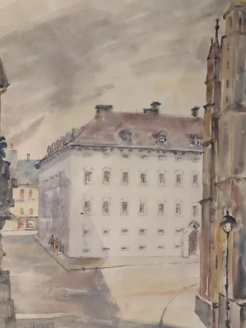 Aquarell Stadtansicht Ernst HUBER 1895 - 1960