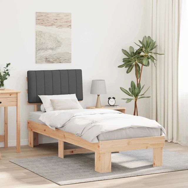 BED FRAME WITH Upholstered Headboard Dark Grey 75 x 190 cm vidaXL £157. ...