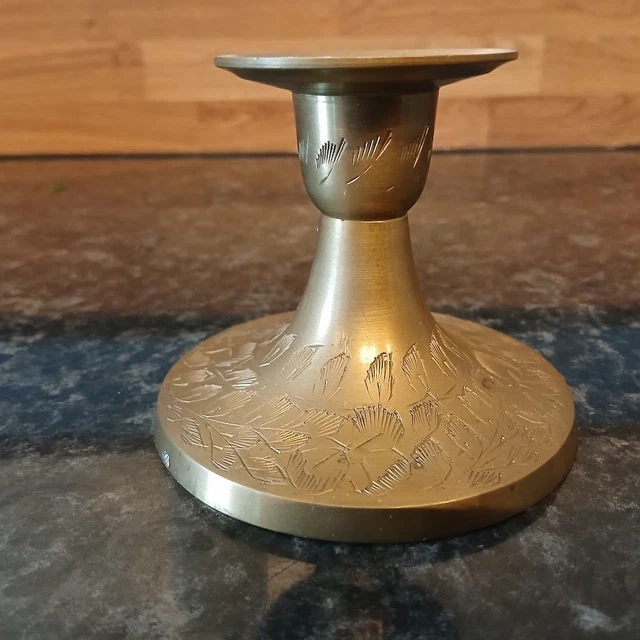 Bougeoir Vintage En Laiton Et Albâtre – Hauteur 23 Cm – Doré