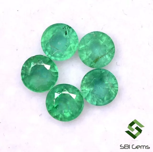 1.22 CTS Natural Emerald Round Cut 4 mm Lot 05 Pcs Calibrated Loose Gemstones 2