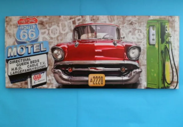 LARGE 120CM x 50CM Framed Canvas Wall Art 1950's/1960's Americana Ex Display